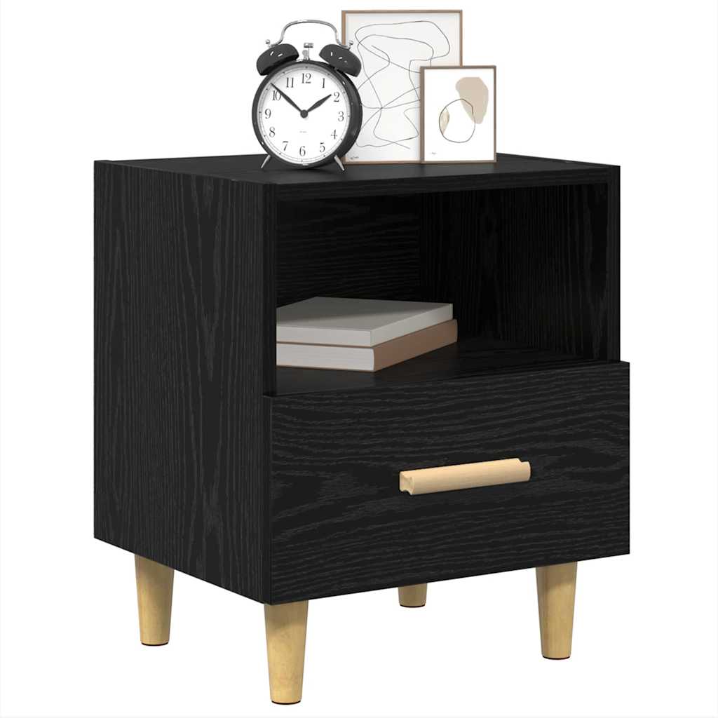 vidaXL Bedside Cabinet 2 pcs Black Oak 40 x 35 x 47 cm Engineered Wood 3