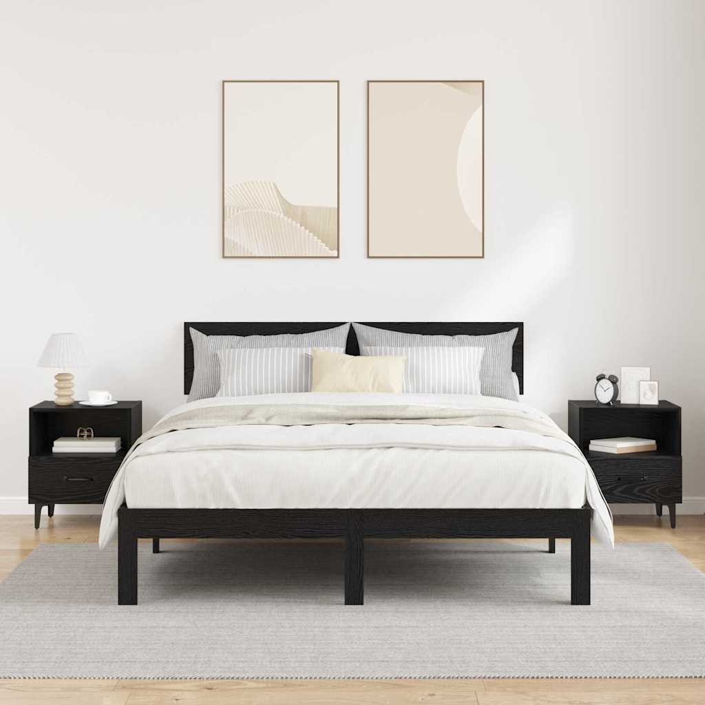vidaXL Bedside Cabinet 2 pcs Black Oak 40 x 35 x 47.5 cm 4