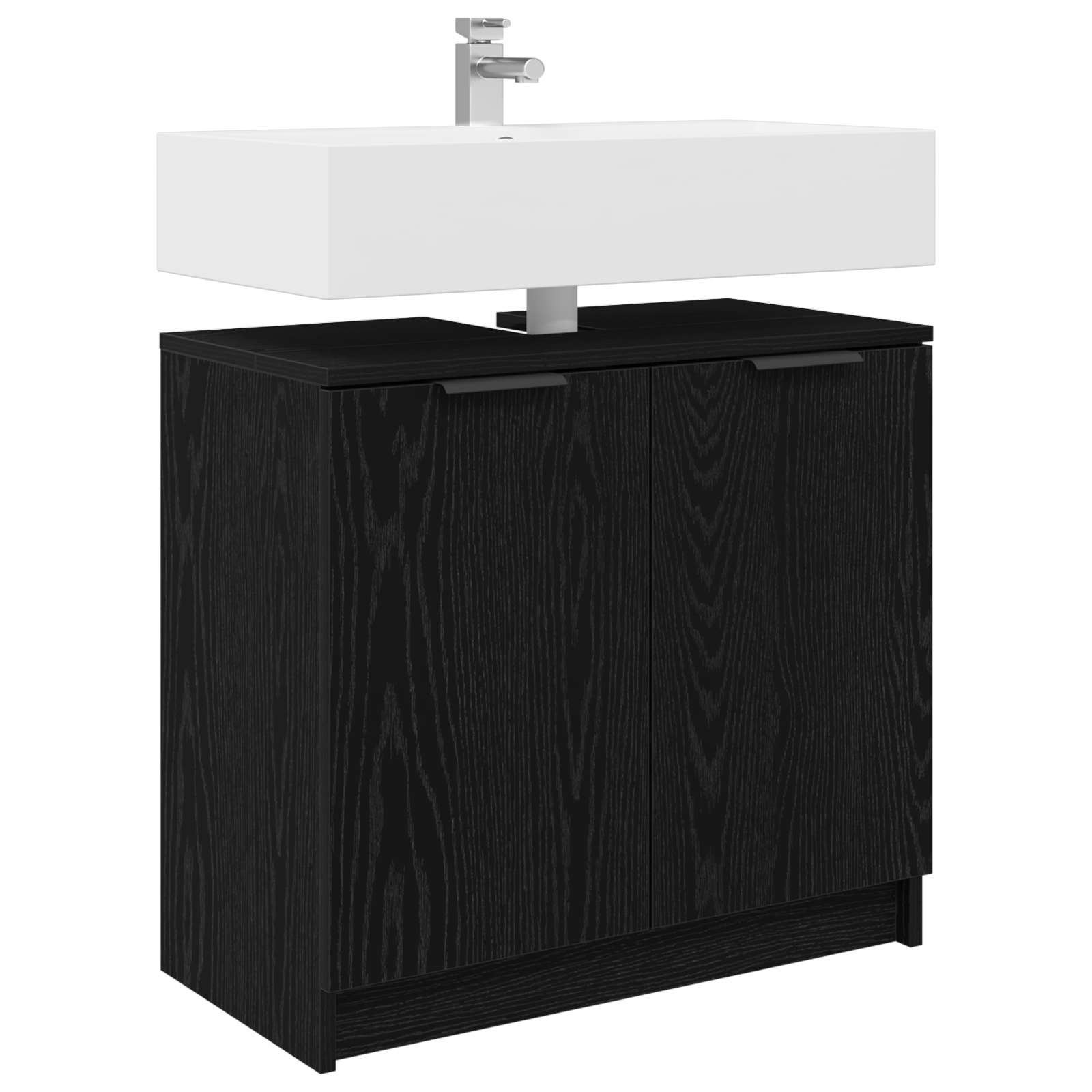 vidaXL Bathroom Cabinet Black Oak 64.5 x 33.5 x 59 cm Engineered Wood 3