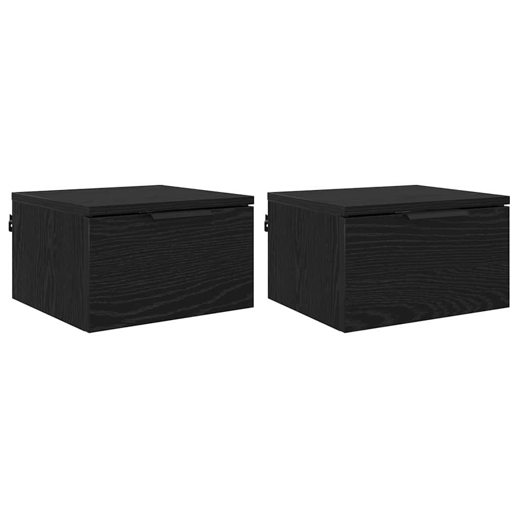 vidaXL Bedside Cabinet 2 pcs Black Oak 34 x 30 x 20 cm Engineered Wood 2