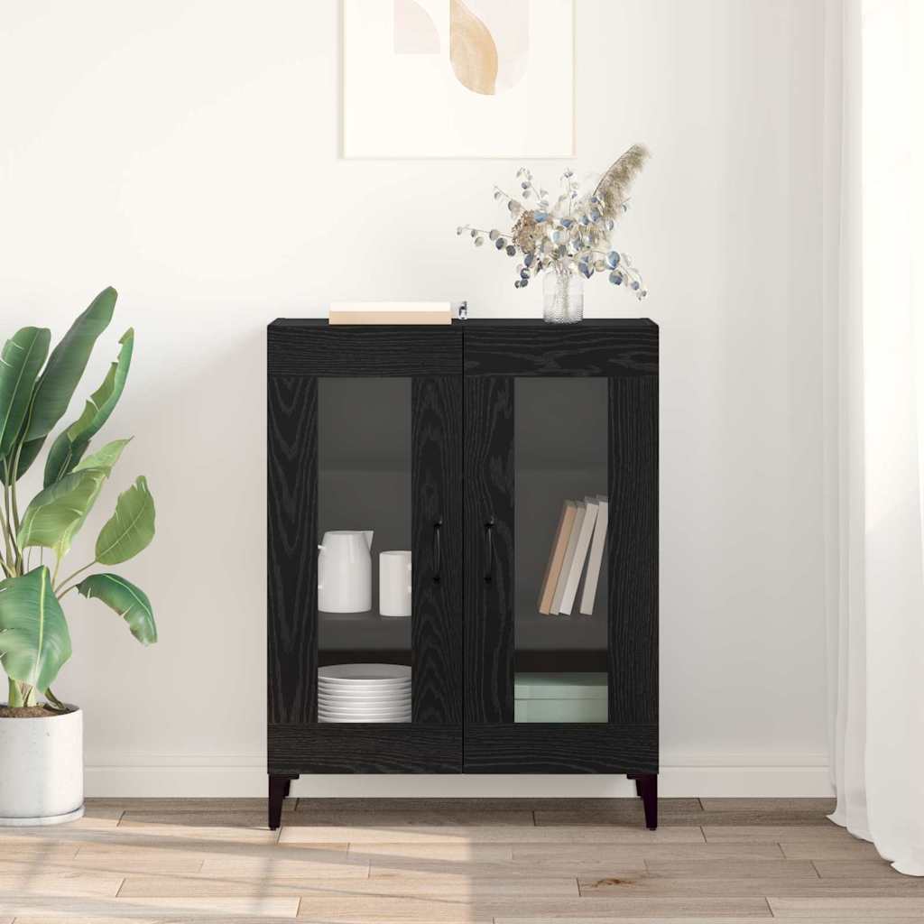 vidaXL Sideboard Black Oak 69.5 x 34 x 90 cm Engineered Wood and Iron 4