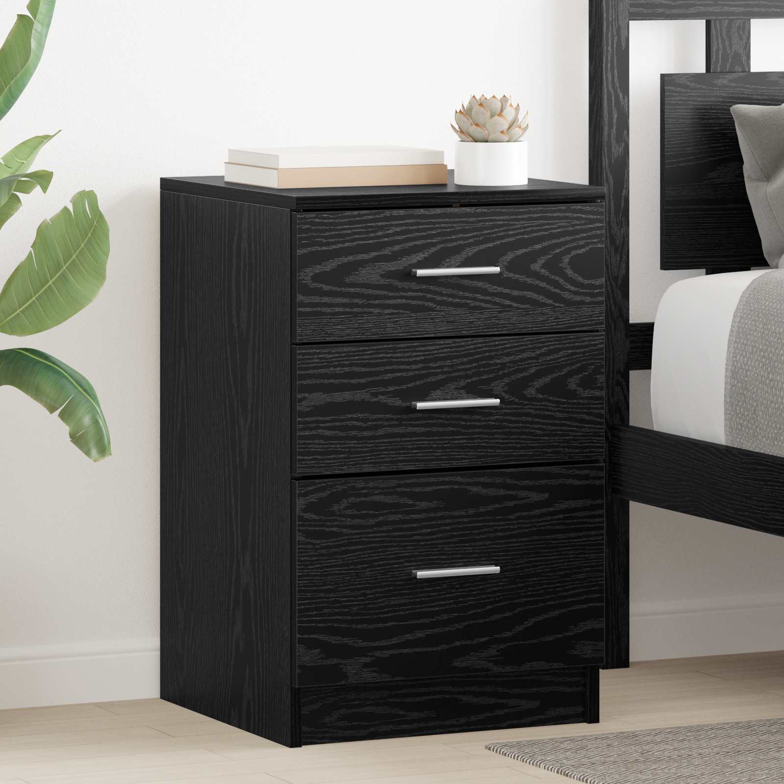 vidaXL Bedside Cabinet Black Oak 40 x 40 x 63 cm Engineered Wood 1