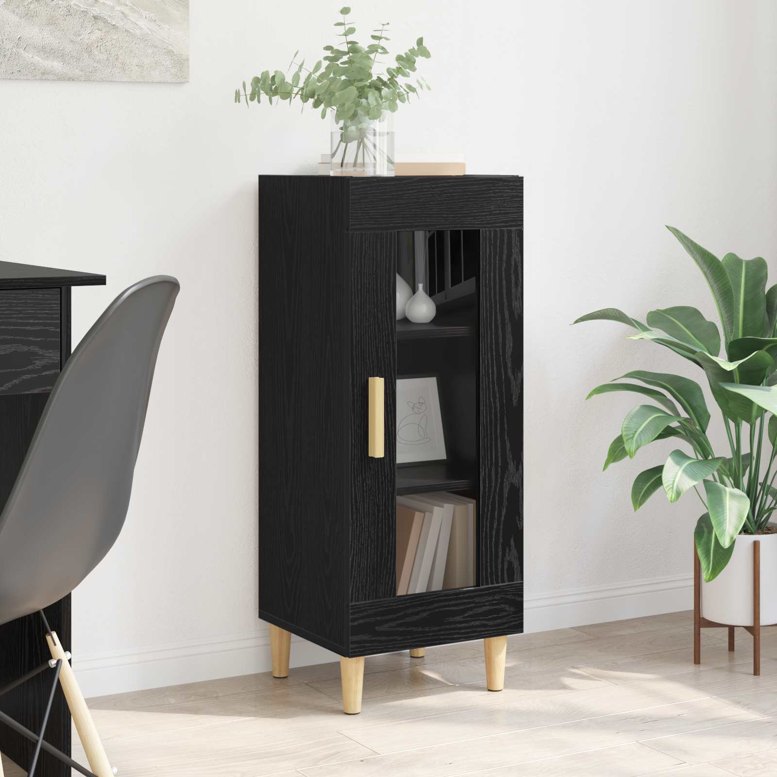 vidaXL Sideboard Black Oak 34.5 x 32.5 x 90 cm Engineered Wood 1