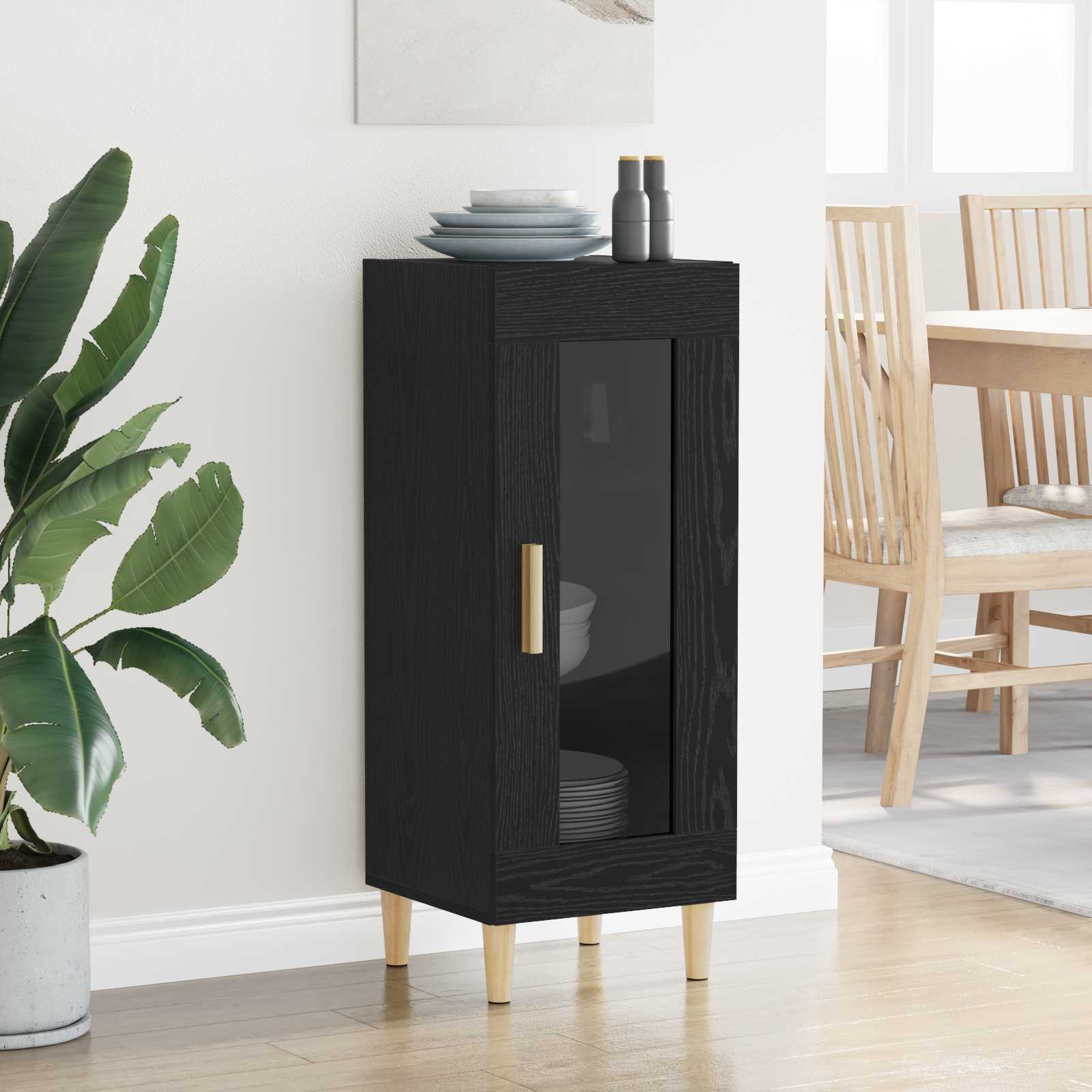vidaXL Sideboard Black Oak 34.5 x 32.5 x 90 cm Engineered Wood 4