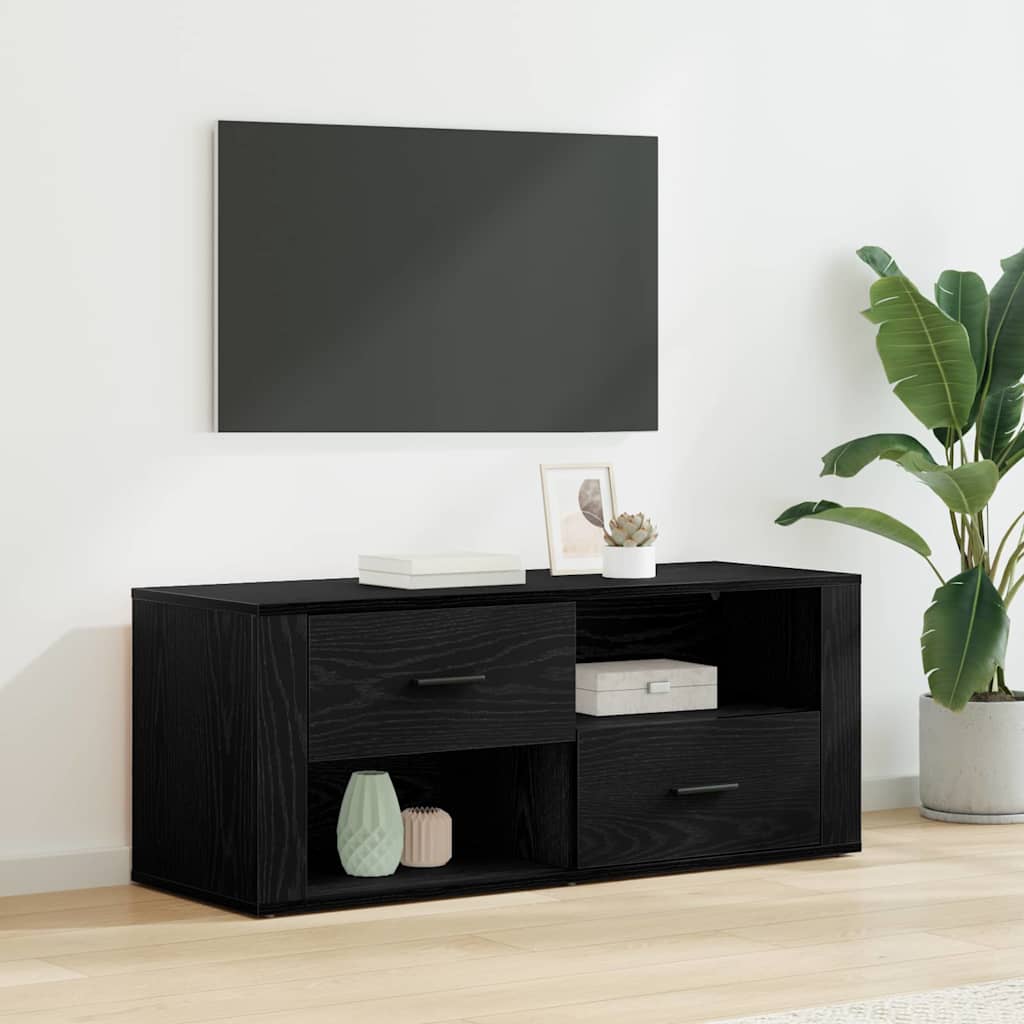 vidaXL TV Cabinet 100 x 35 x 40 cm Black Oak Engineered Wood 1