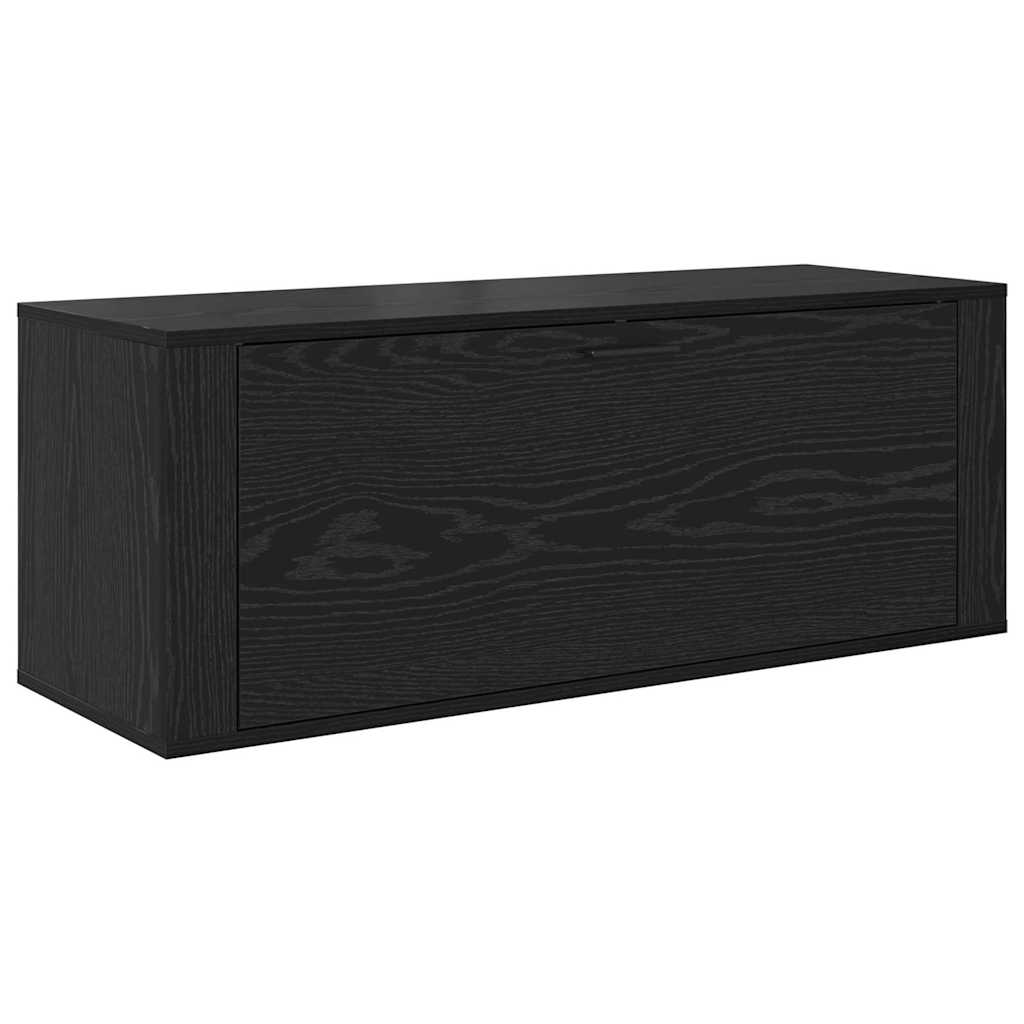 vidaXL Shoe Cabinet 100 x 35 x 38 cm Engineered Wood Black Oak 2