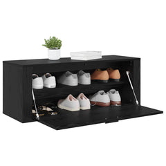 vidaXL Shoe Cabinet 100 x 35 x 38 cm Engineered Wood Black Oak 3