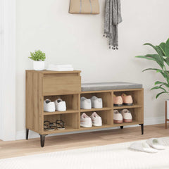 vidaXL Shoe Cabinet 102 x 36 x 60 cm Engineered Wood Artisan Oak 4