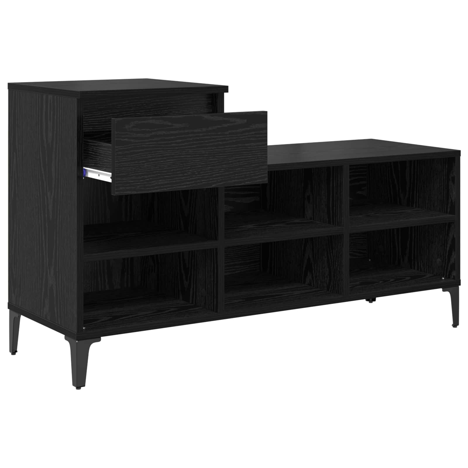 vidaXL Shoe Cabinet 102 x 36 x 60 cm Engineered Wood Black Oak 5