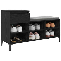 vidaXL Shoe Cabinet 102 x 36 x 60 cm Engineered Wood Black Oak 3