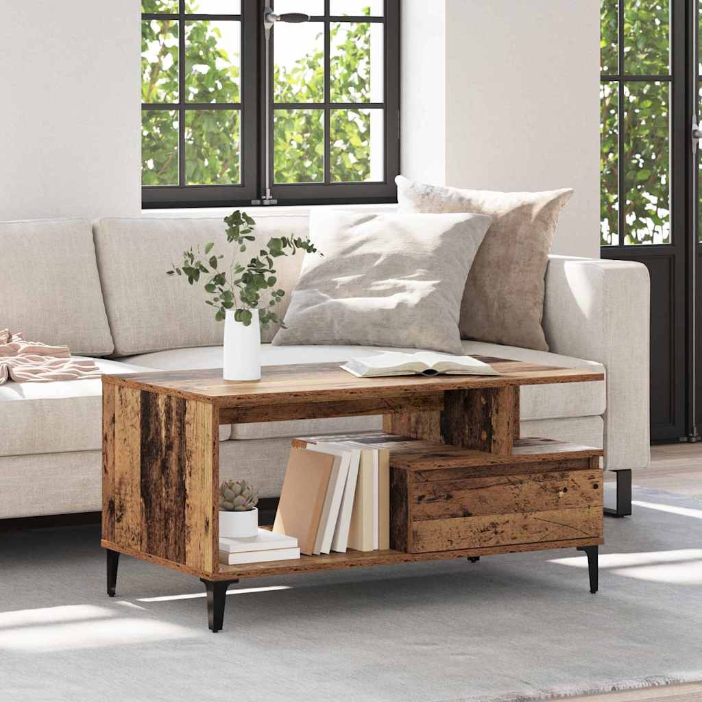 Coffee Table 90x49x45 cm Engineered Wood Old wood