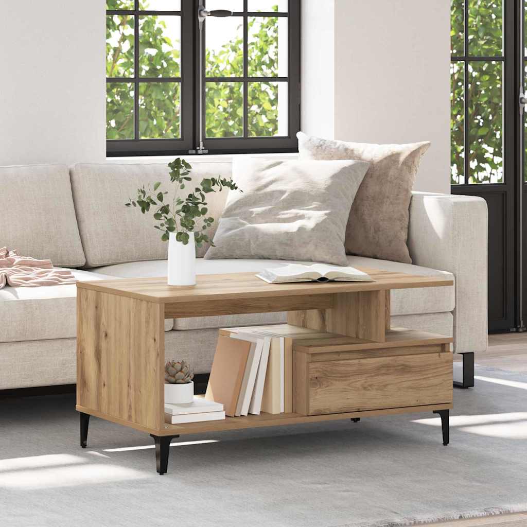 Coffee Table 90x49x45 cm Engineered Wood Artisan oak