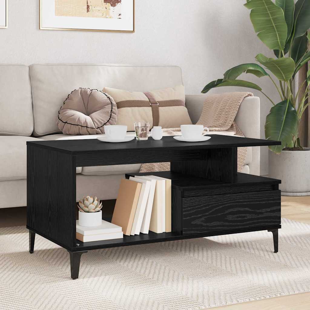 Coffee Table 90x49x45 cm Engineered Wood Black oak