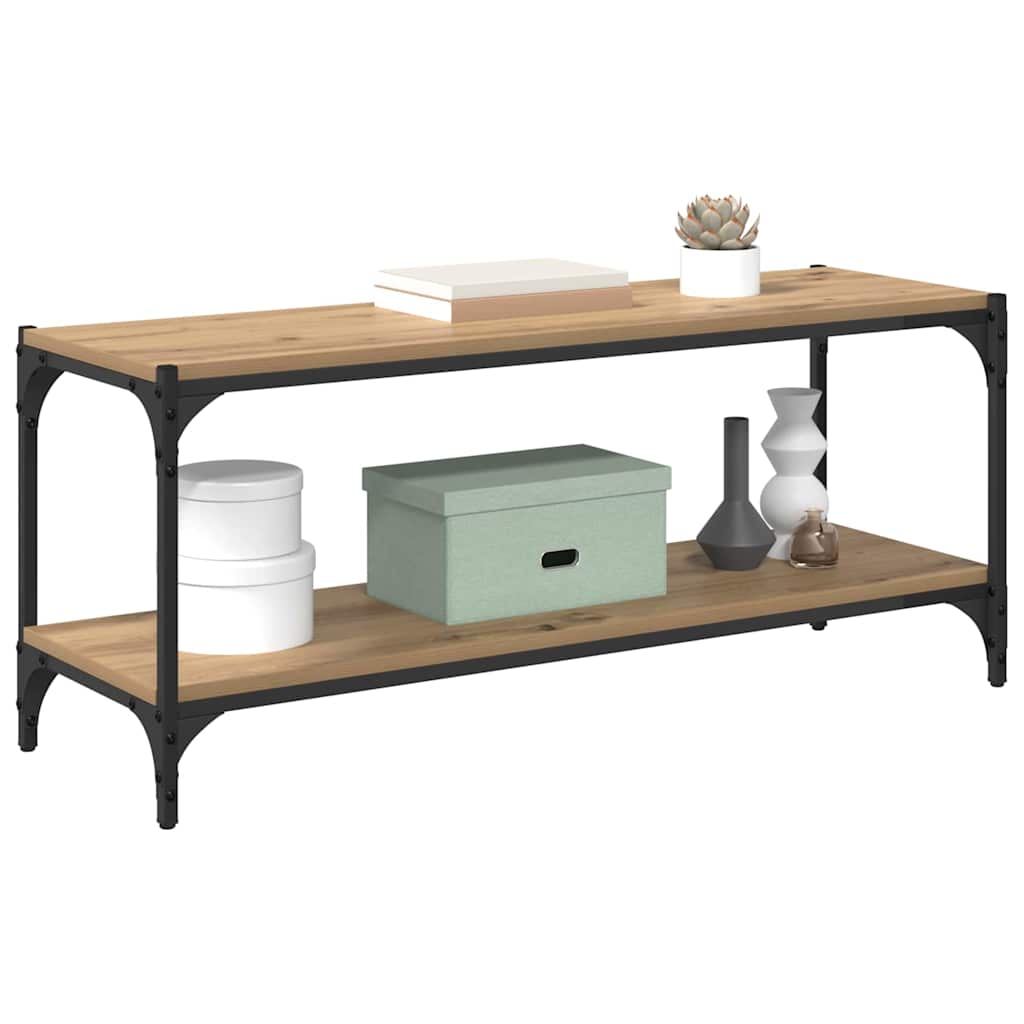vidaXL TV Cabinet 2-Tier 100 x 33 x 41 cm Engineered Wood and Iron 3