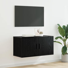 vidaXL 80 x 34.5 x 40 cm Black Oak Engineered Wood 1