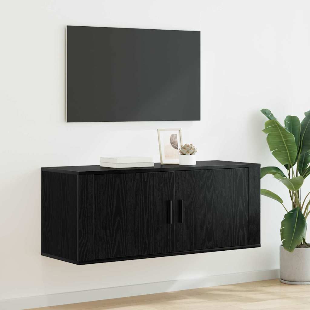 Wall Mounted TV Cabinet 100x34.5x40 cm Black oak