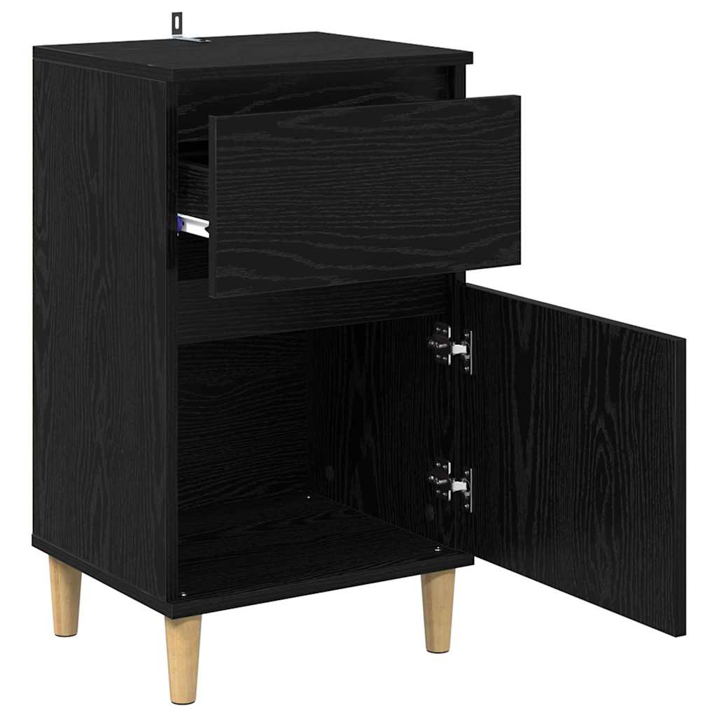 vidaXL Bedside Cabinet Black Oak 40 x 35 x 70 cm Engineered Wood 5