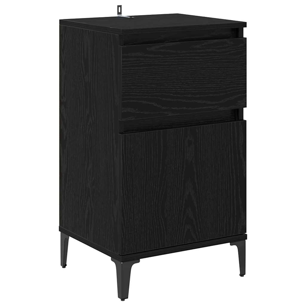 vidaXL Bedside Cabinet Black Oak 40 x 35 x 70 cm Engineered Wood 2