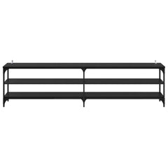 vidaXL TV Cabinet 200 x 30 x 50 cm Black Oak Engineered Wood and Iron 5