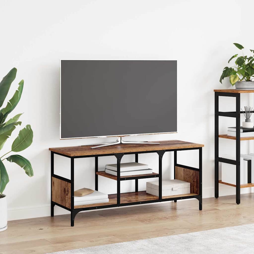 vidaXL TV Cabinet Old Wood 100 x 35 x 45 cm Engineered Wood and Iron 1