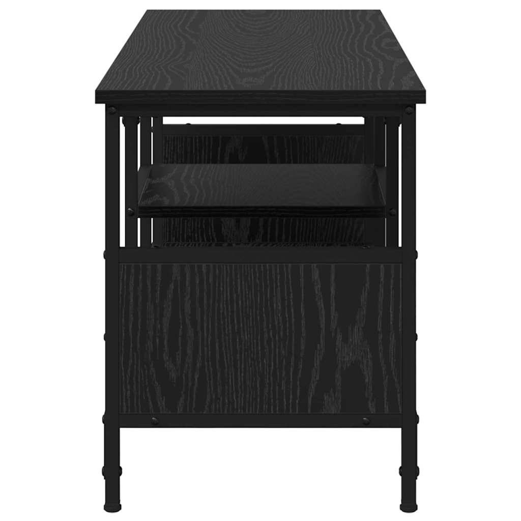 vidaXL TV Cabinet Black Oak 100 x 35 x 45 cm Engineered Wood and Iron 6