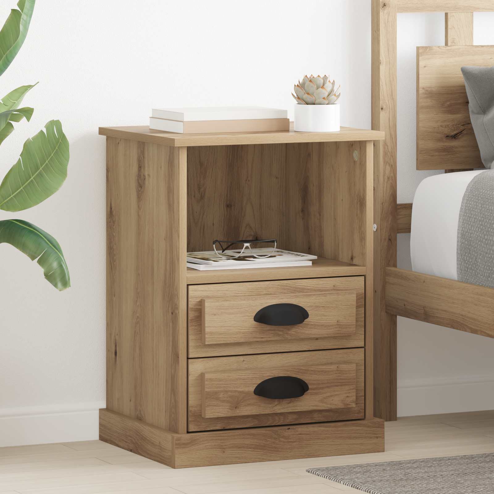 vidaXL Bedside Cabinet 2 pcs Artisan Oak 36 x 43 x 60 cm 1