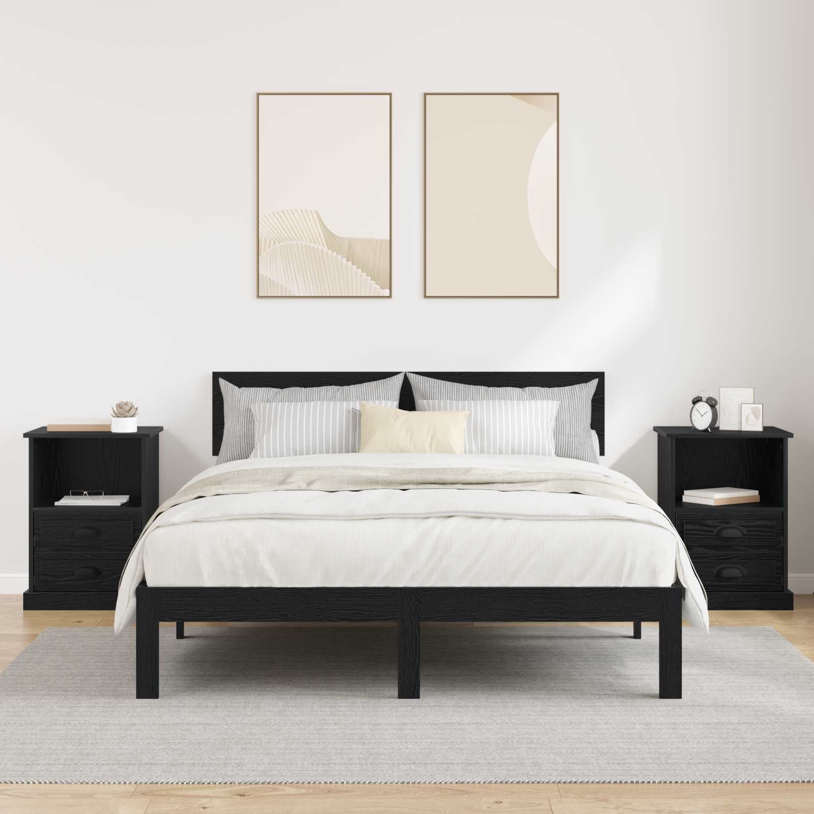 vidaXL Bedside Cabinet 2 pcs Black Oak 36 x 43 x 60 cm Engineered Wood 4