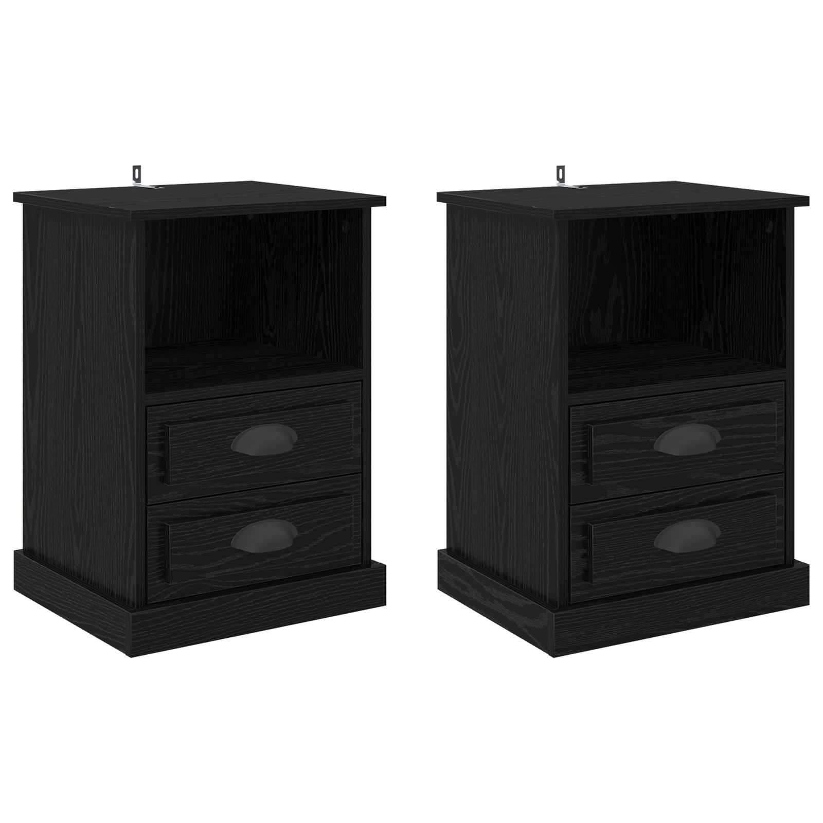 vidaXL Bedside Cabinet 2 pcs Black Oak 36 x 43 x 60 cm Engineered Wood 2