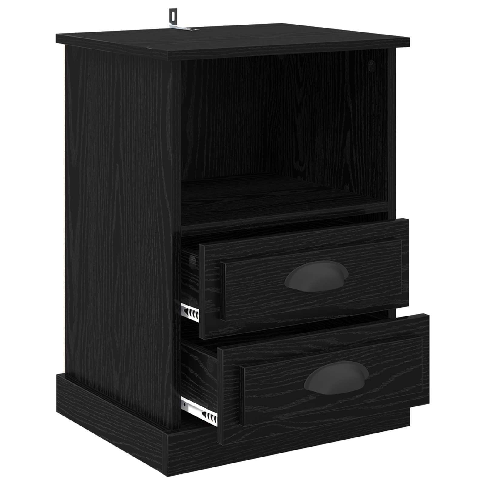 vidaXL Bedside Cabinet 2 pcs Black Oak 36 x 43 x 60 cm Engineered Wood 5