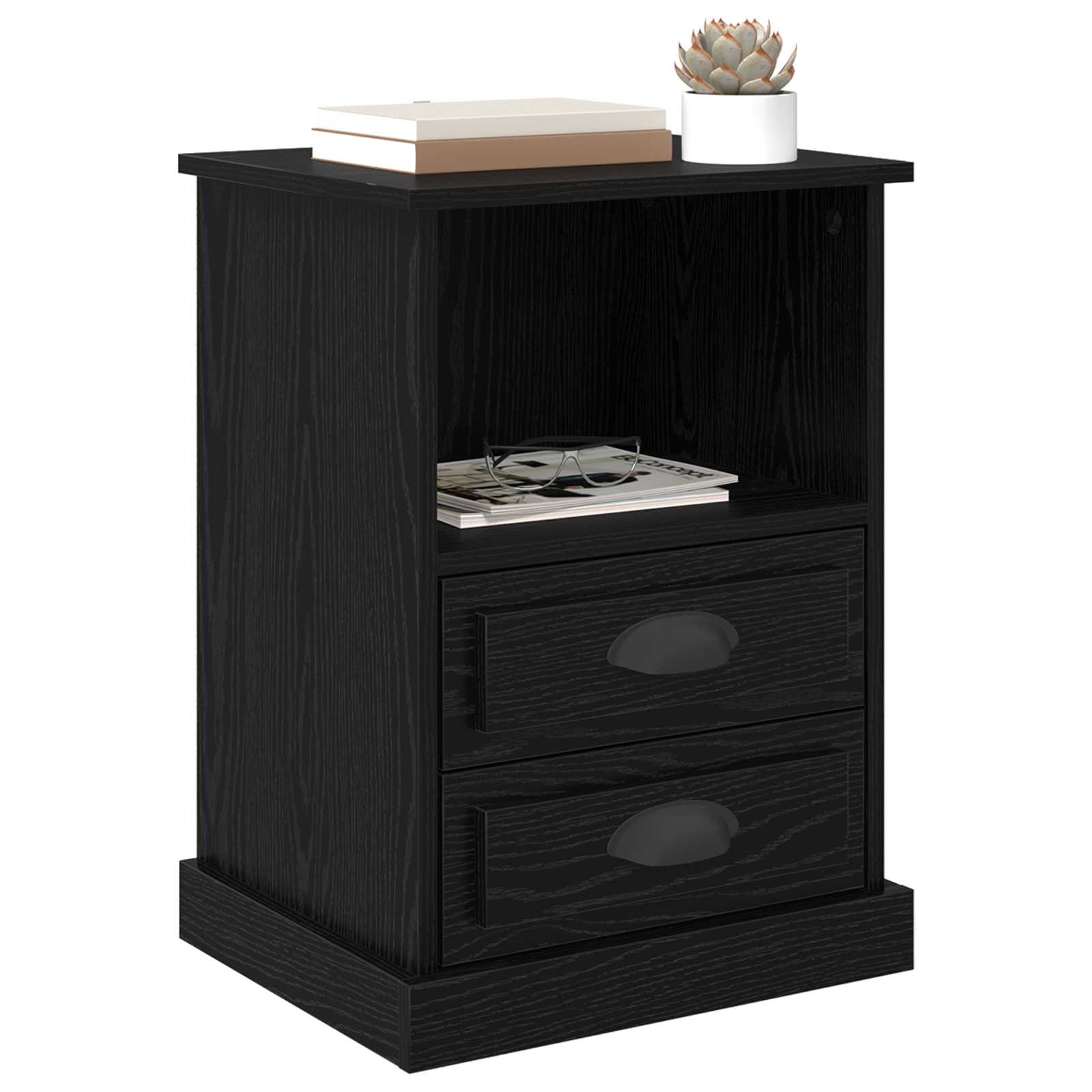 vidaXL Bedside Cabinet 2 pcs Black Oak 36 x 43 x 60 cm Engineered Wood 3