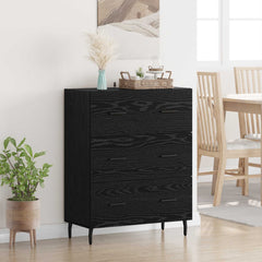 vidaXL Sideboard Black Oak 69.5 x 34 x 90 cm Engineered Wood and Iron 1