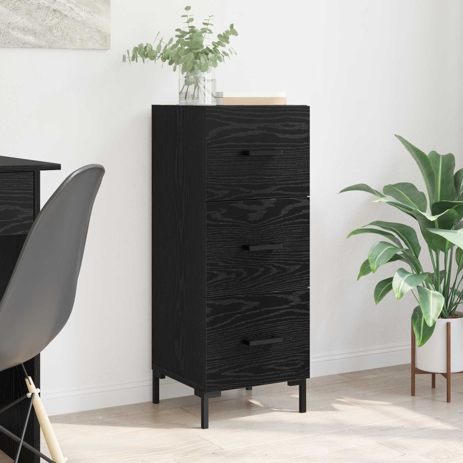 vidaXL Sideboard Black Oak 34.5 x 34 x 90 cm Engineered Wood 1