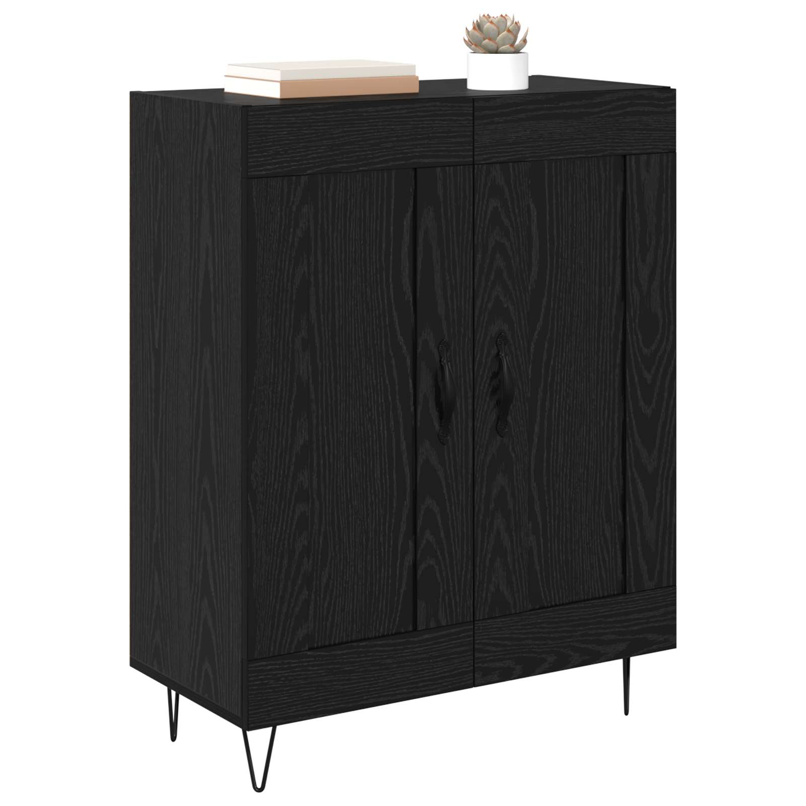 vidaXL Sideboard Black Oak 69.5 x 34 x 90 cm Engineered Wood and Iron 3