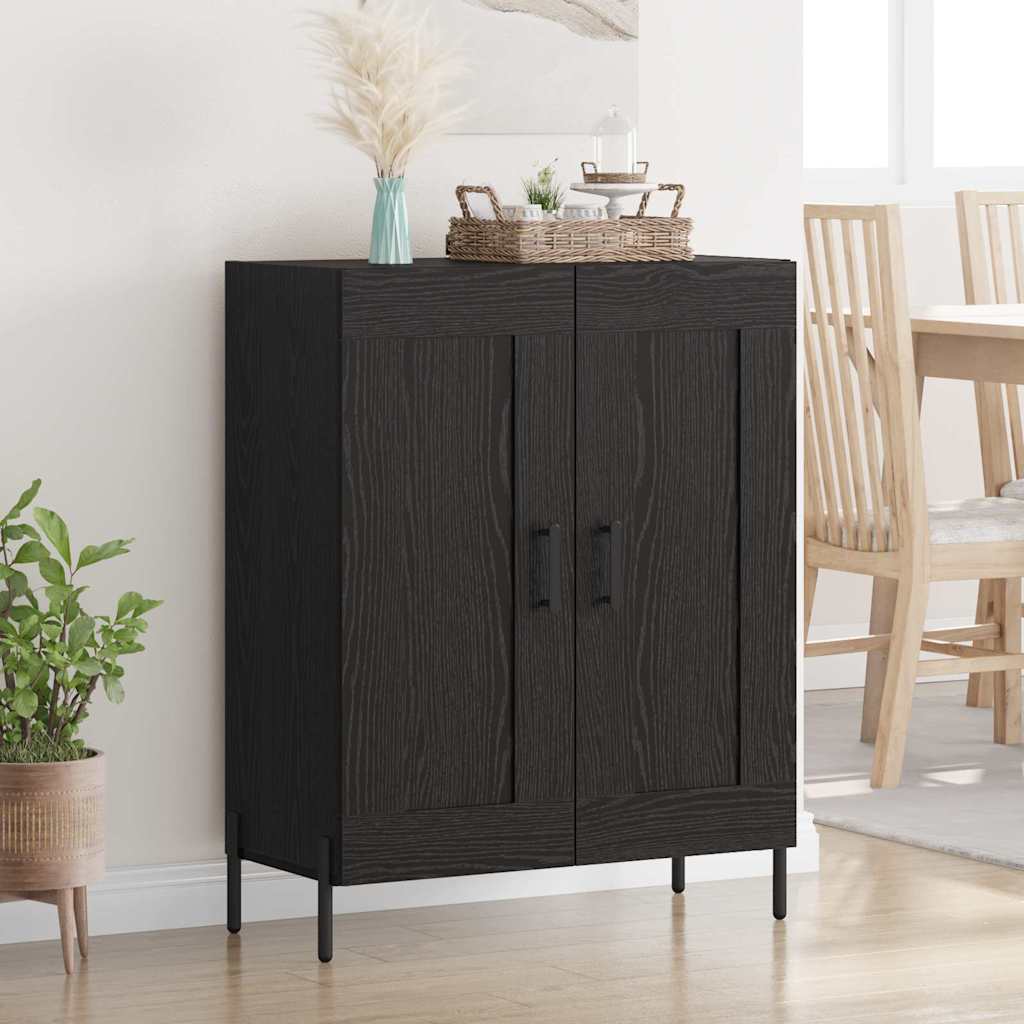 vidaXL Sideboard Black Oak 69.5 x 34 x 90 cm Engineered Wood and Iron 1