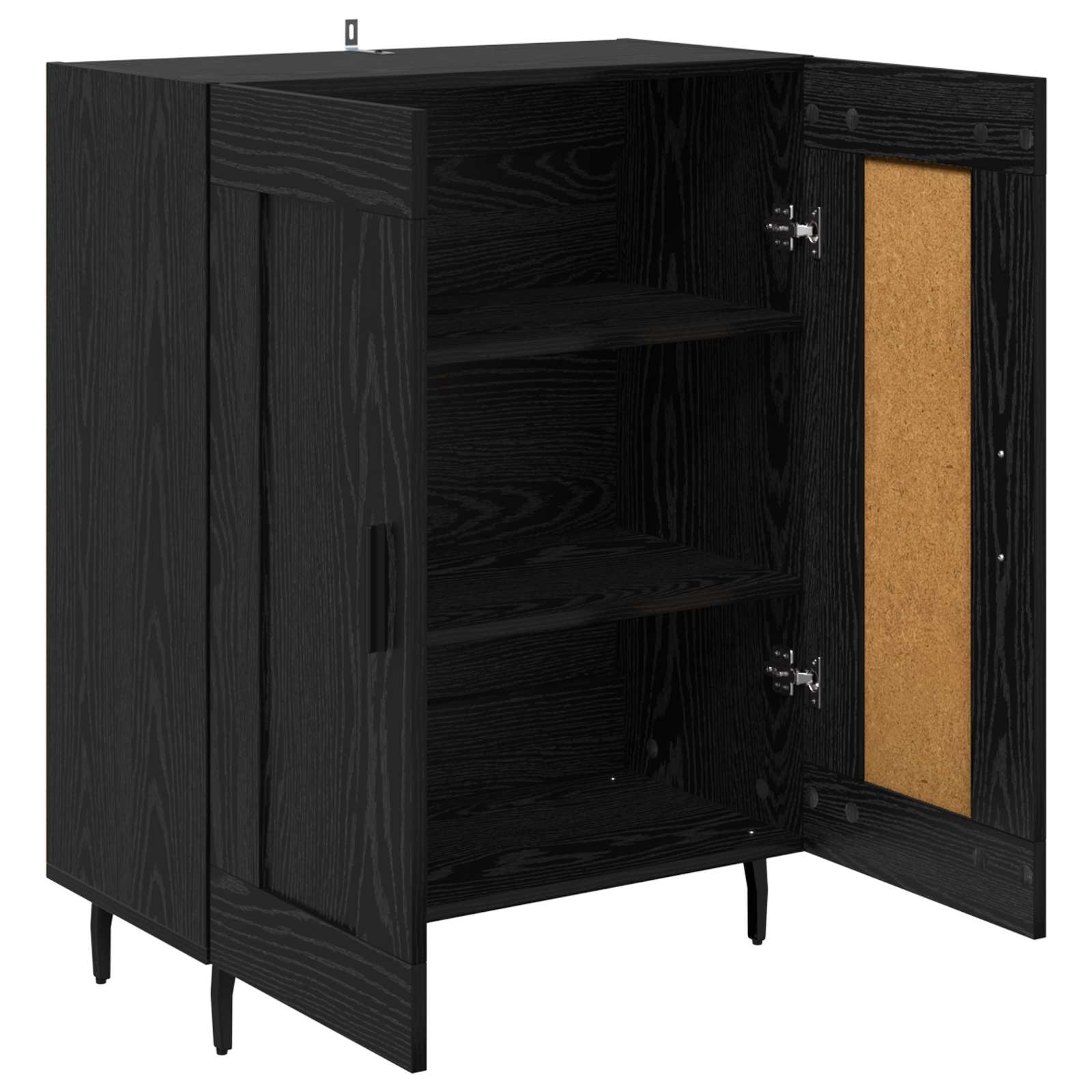 vidaXL Sideboard Black Oak 69.5 x 34 x 90 cm Engineered Wood and Iron 5