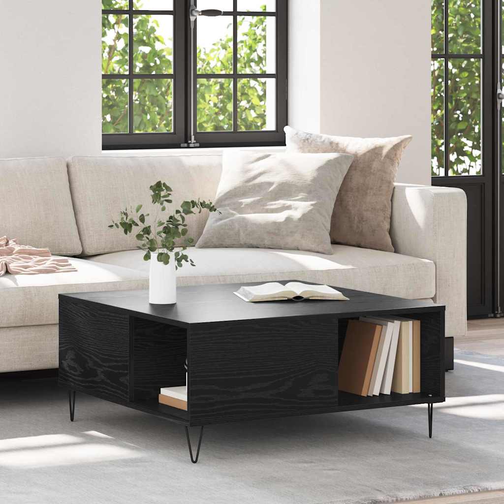 vidaXL Coffee Table Black Oak 80 x 80 x 36.5 cm Engineered Wood 1