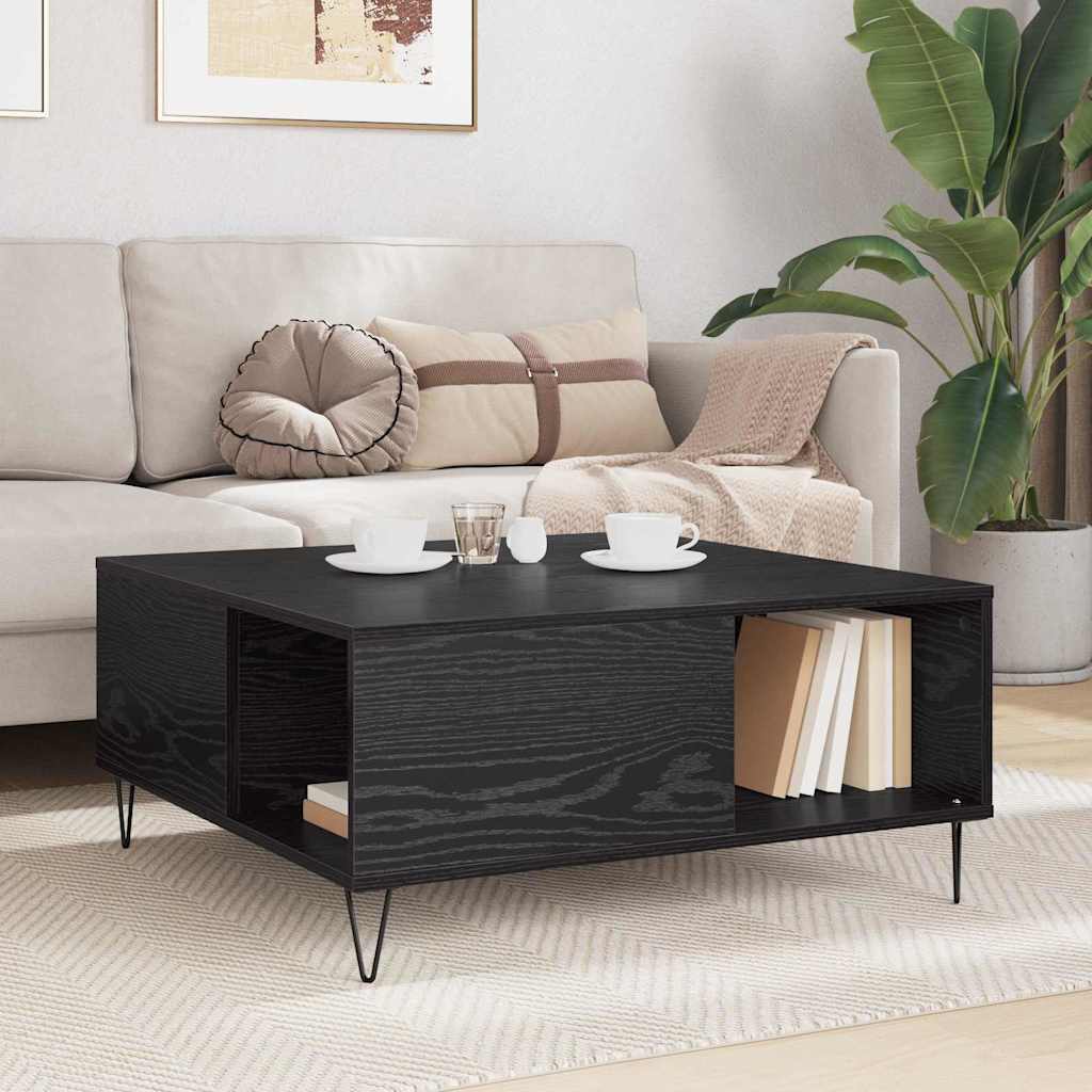 vidaXL Coffee Table Black Oak 80 x 80 x 36.5 cm Engineered Wood 4