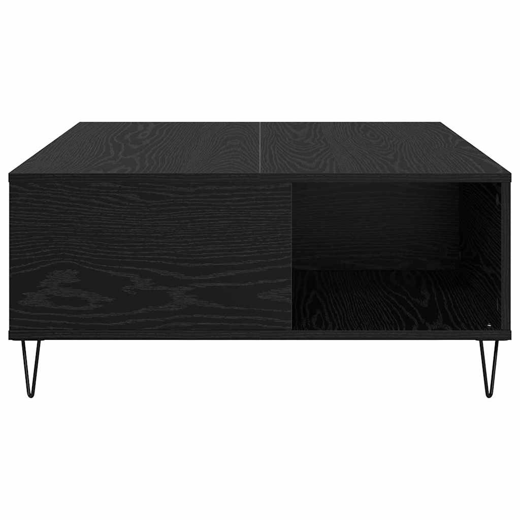 vidaXL Coffee Table Black Oak 80 x 80 x 36.5 cm Engineered Wood 6