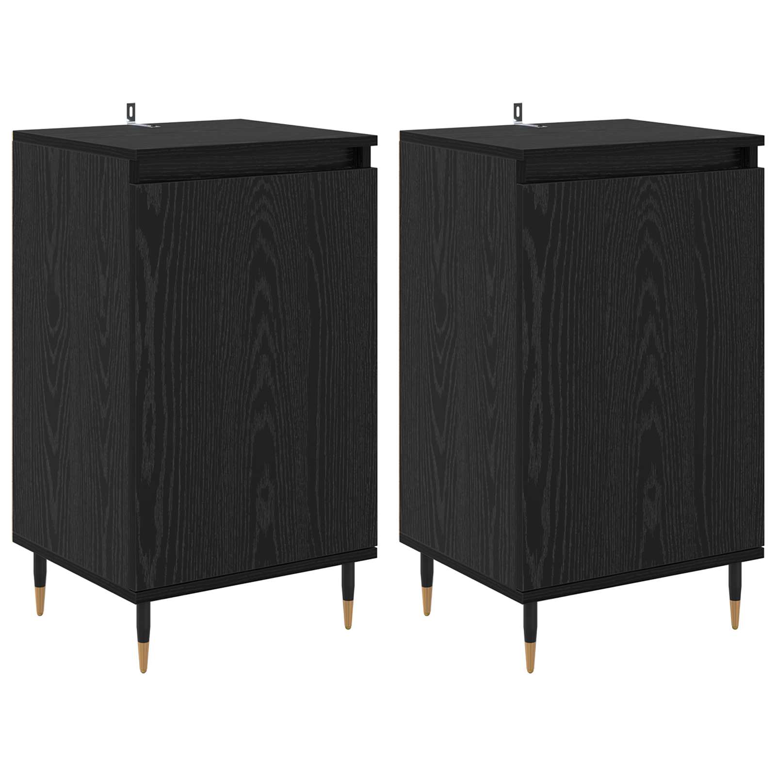 vidaXL Sideboard 2 pcs Black Oak 40 x 35 x 70 cm 2