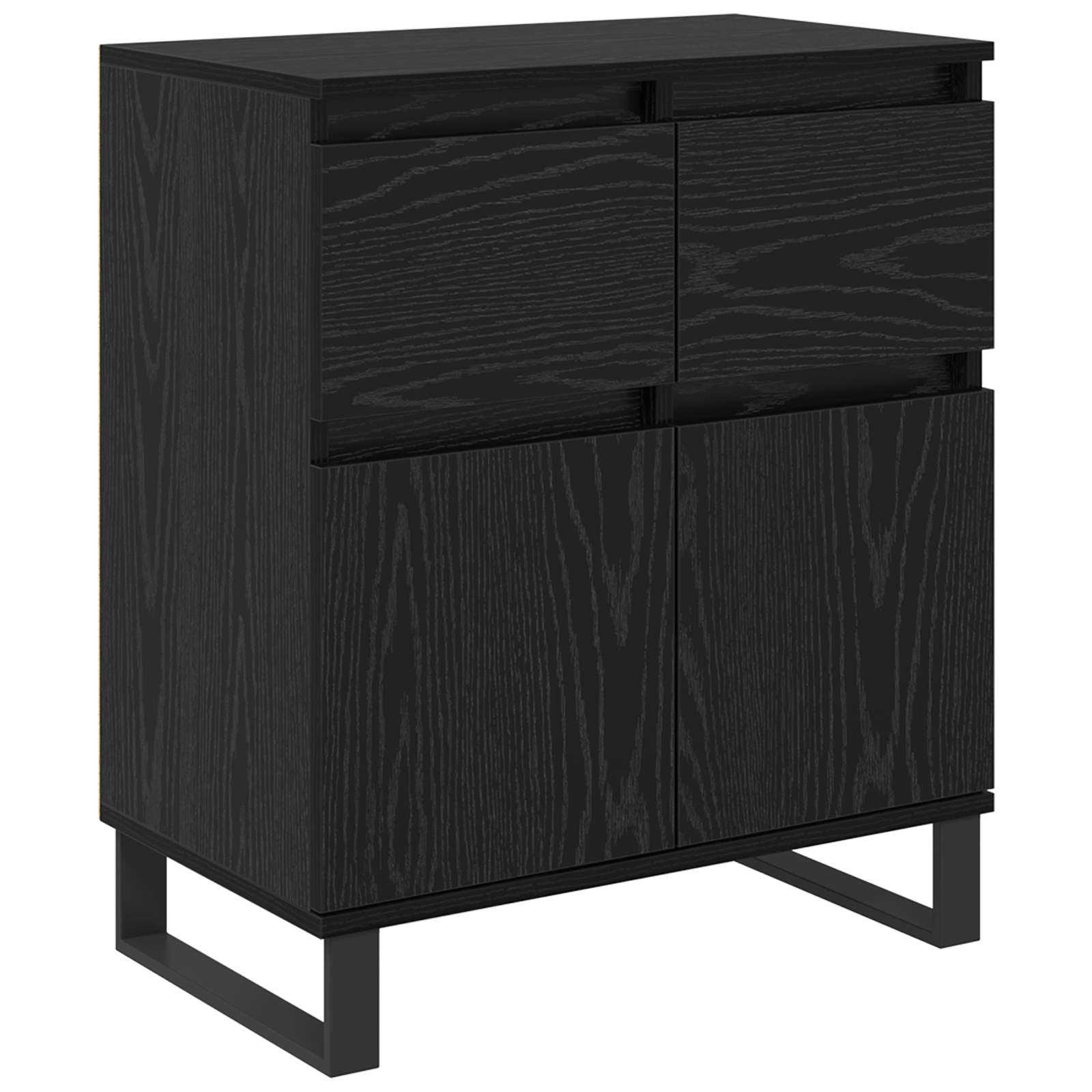 vidaXL Sideboard Black Oak 60 x 35 x 70 cm Engineered Wood and Iron 2