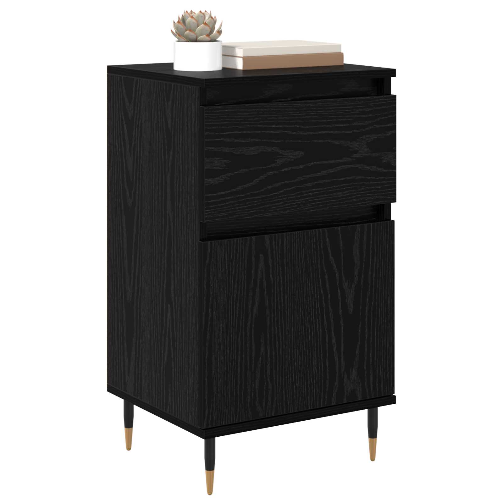 vidaXL Sideboard Black Oak 40 x 35 x 70 cm Engineered Wood and Iron 3