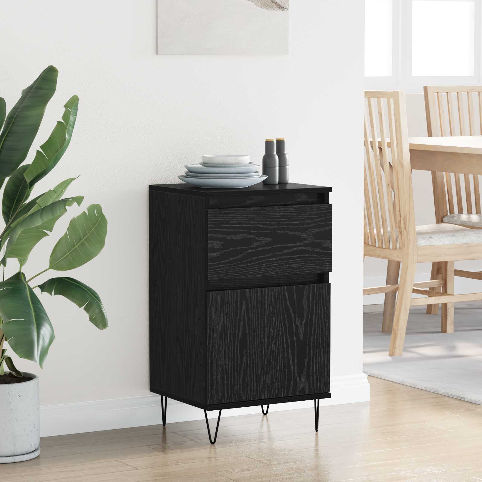 vidaXL Sideboard Black oak 35 x 40 x 70 cm Engineered Wood 4