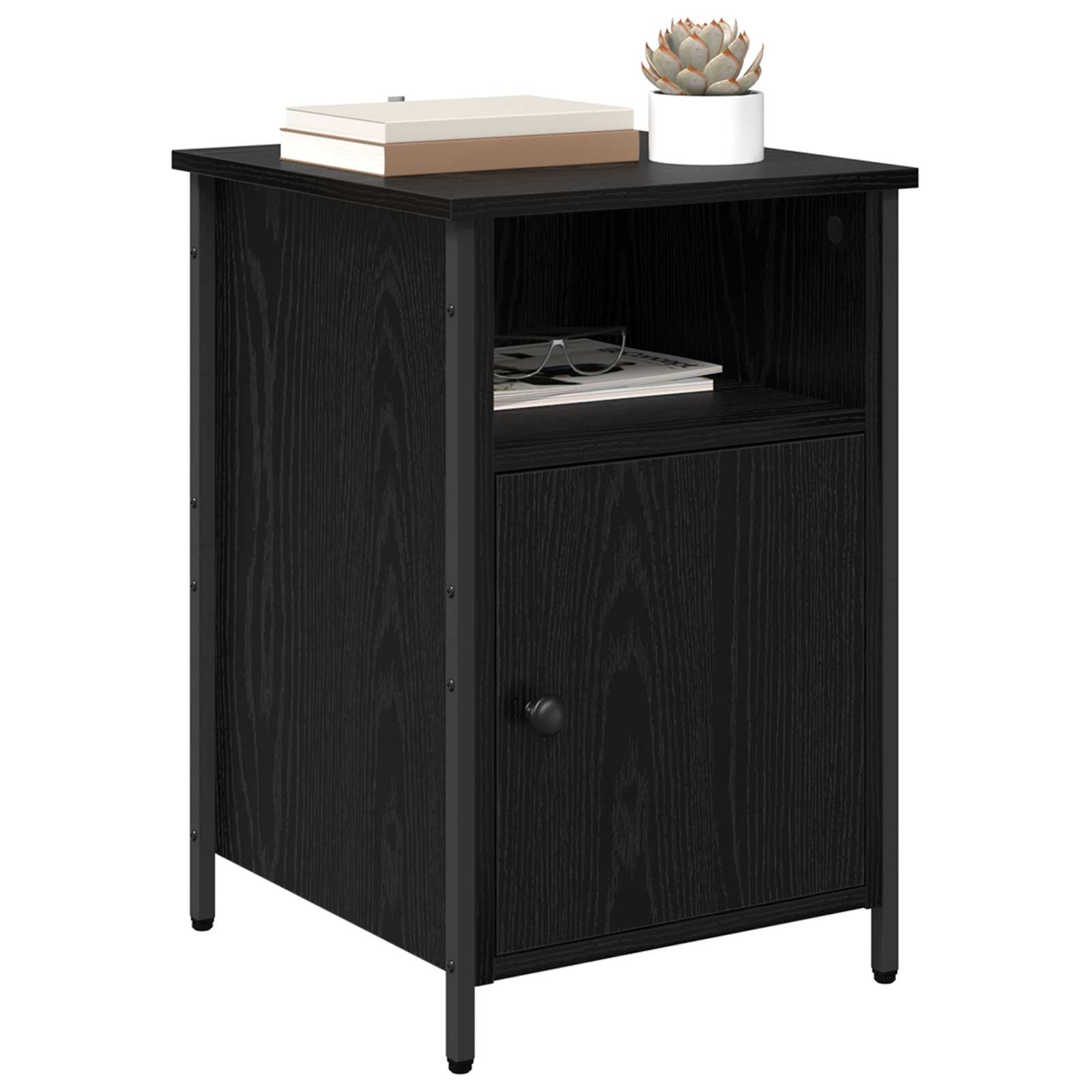 vidaXL Bedside Cabinet Black Oak 40 x 42 x 60 cm Engineered Wood 3