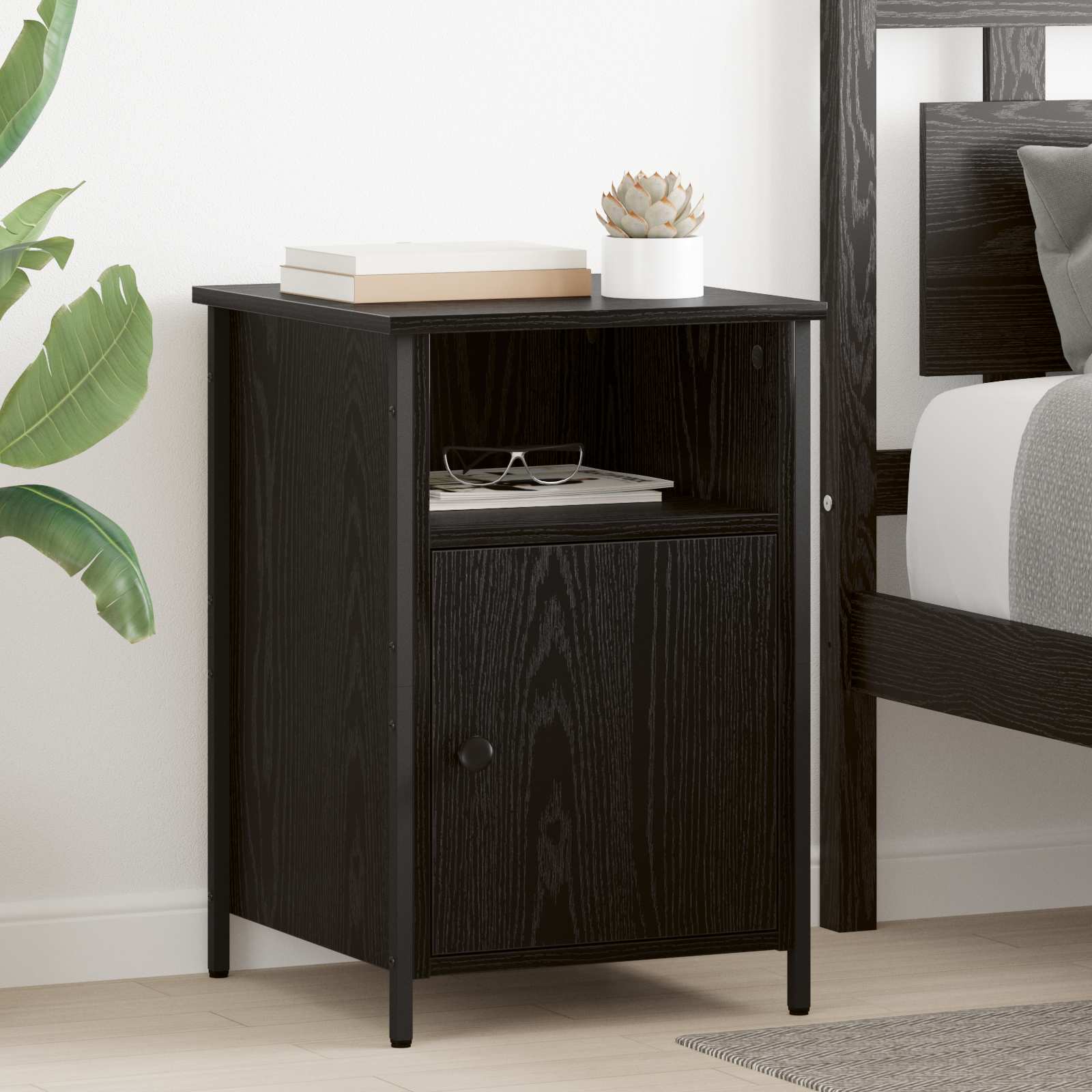 vidaXL Bedside Cabinet 2 pcs Black Oak 40 x 42 x 60 cm Engineered Wood 1