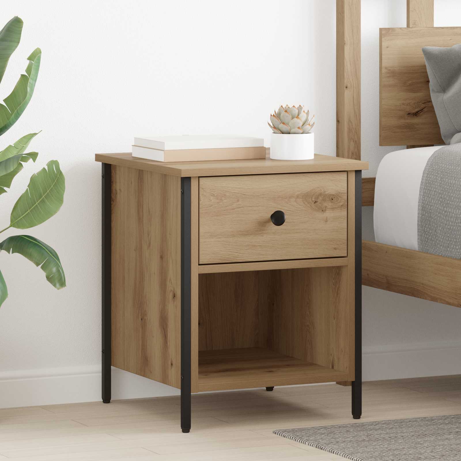 vidaXL Bedside Cabinet Artisan Oak 40 x 42 x 50 cm Engineered Wood 1