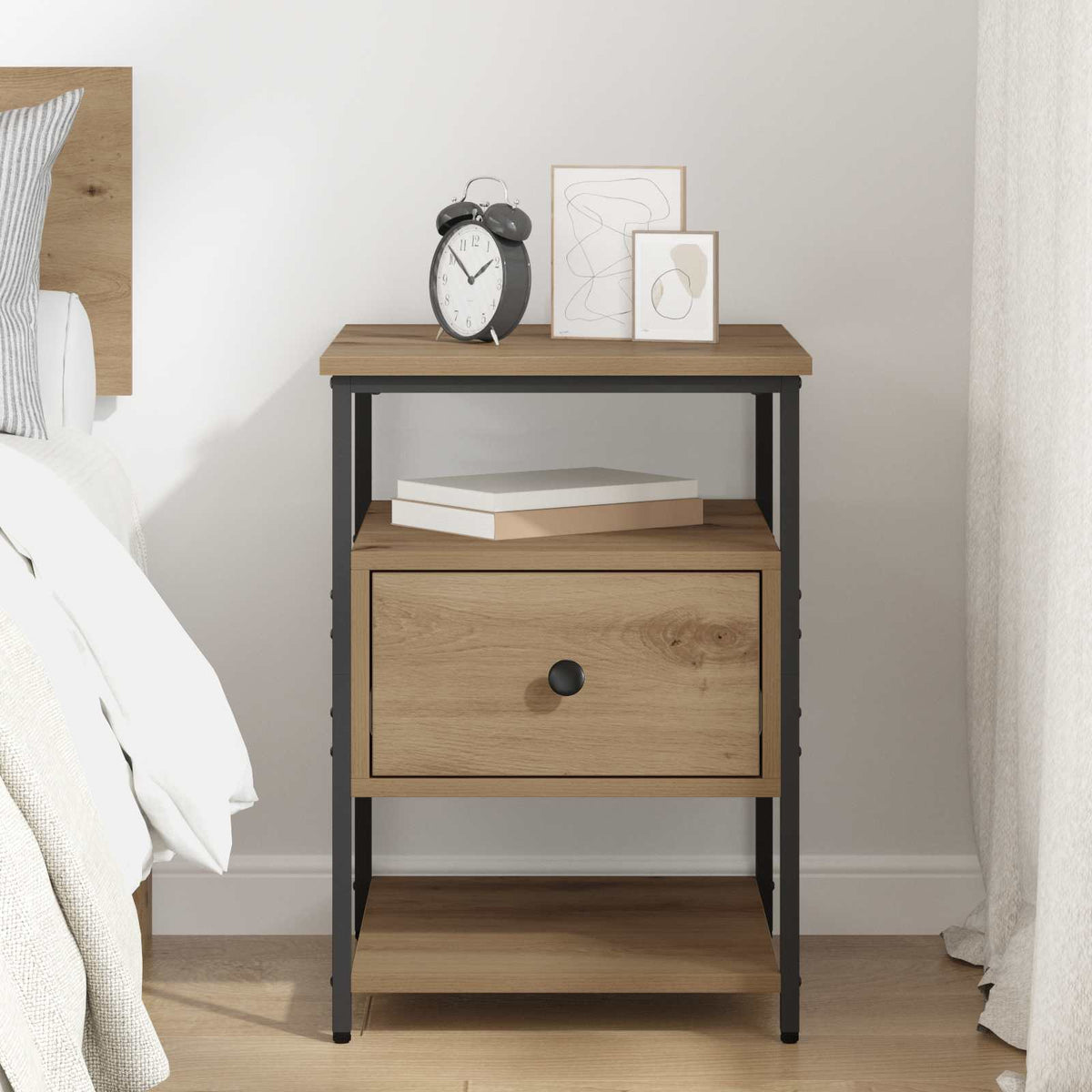 vidaXL Bedside Cabinet Artisan Oak 40 x 42 x 56 cm Engineered Wood 4