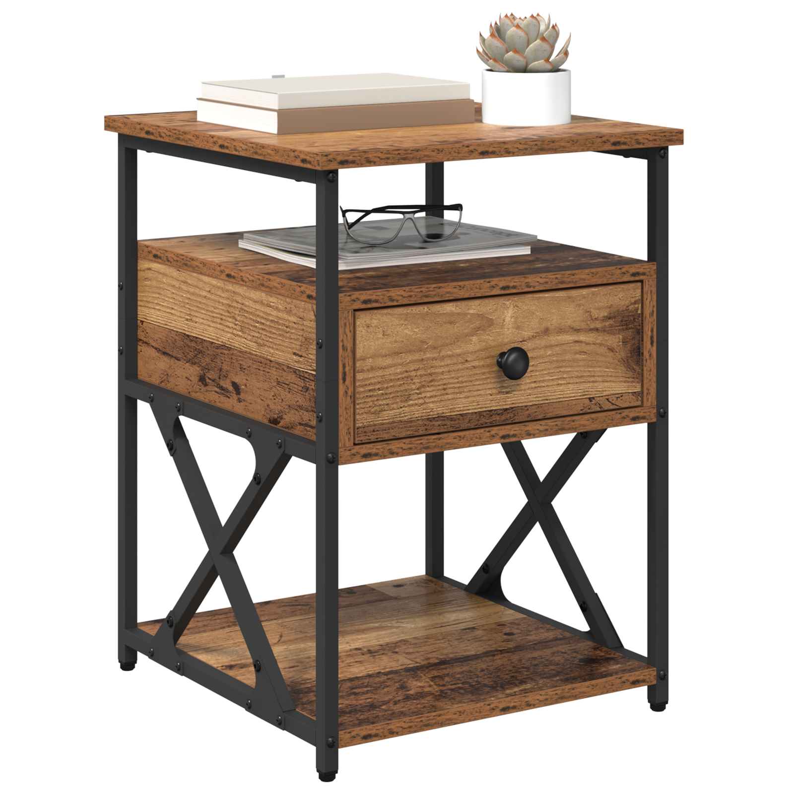 vidaXL Bedside Cabinet Old Wood 40 x 42 x 55 cm Engineered Wood 3