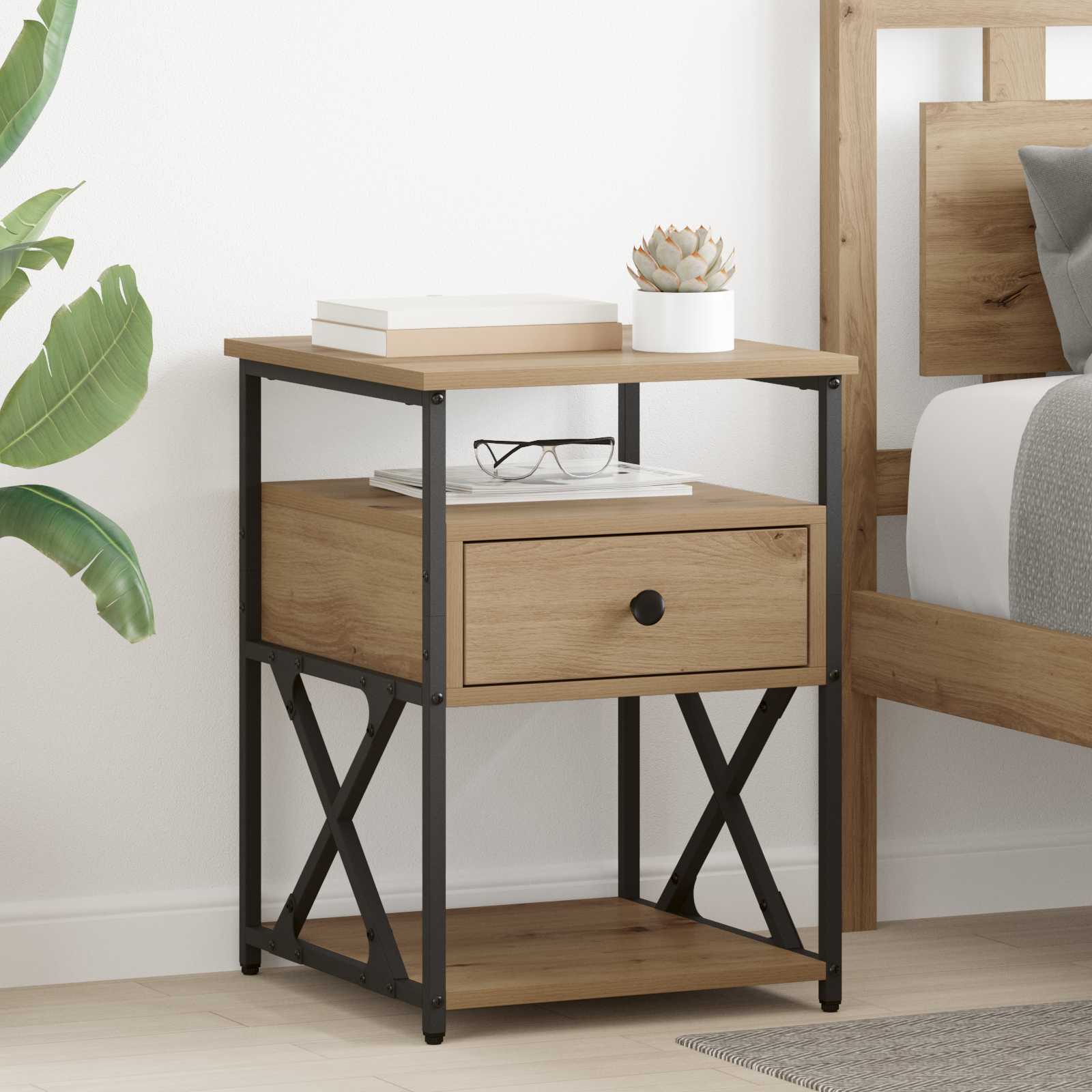 vidaXL Bedside Cabinet Artisan Oak 40 x 42 x 55 cm Engineered Wood 1
