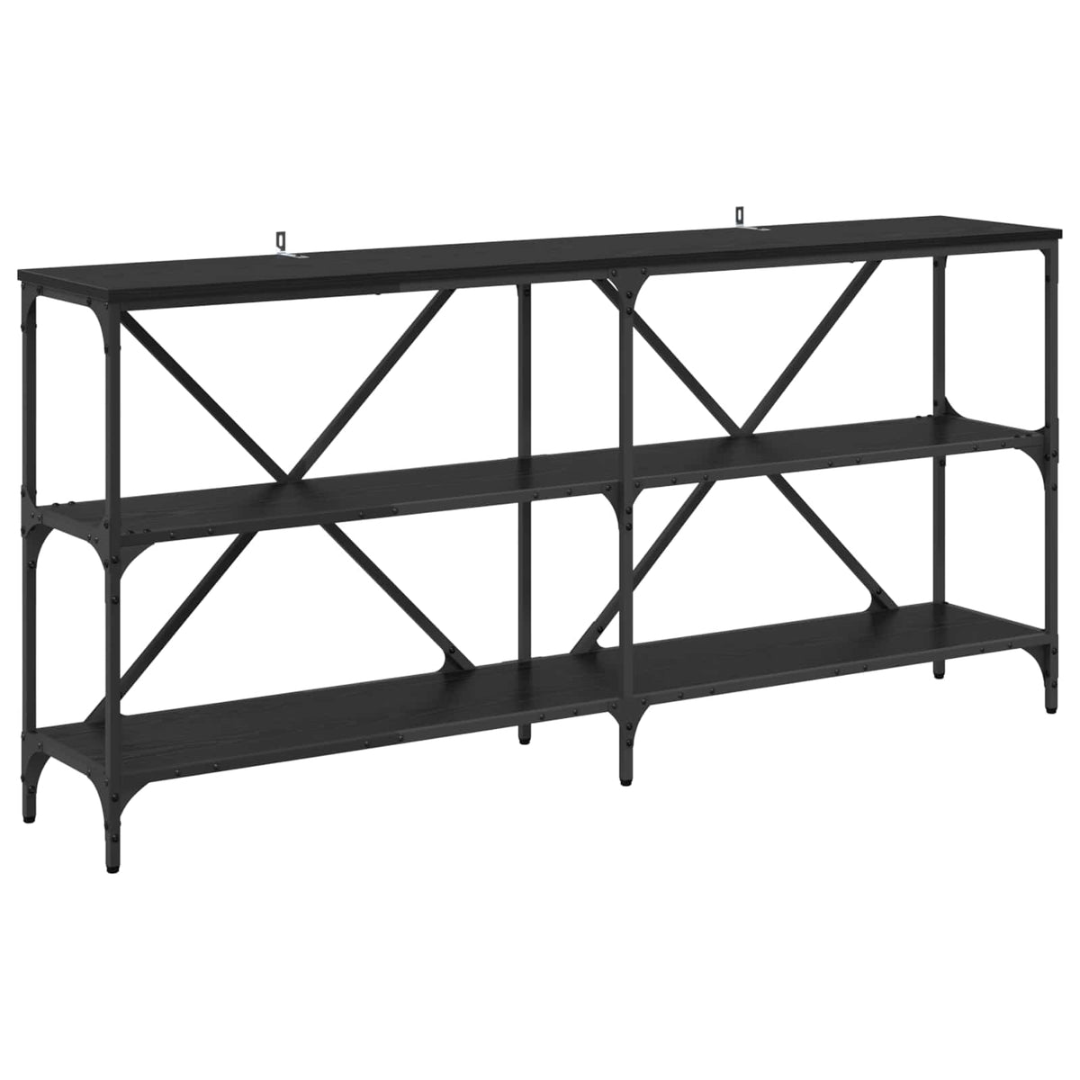 Console Table 160x30x75 cm Engineered Wood and Iron Black oak