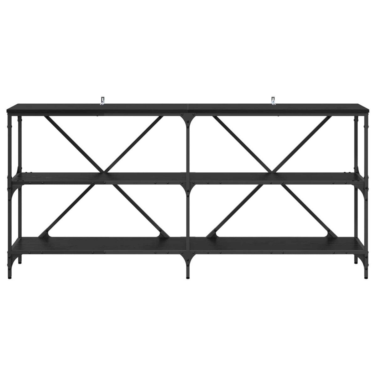 Console Table 160x30x75 cm Engineered Wood and Iron Black oak